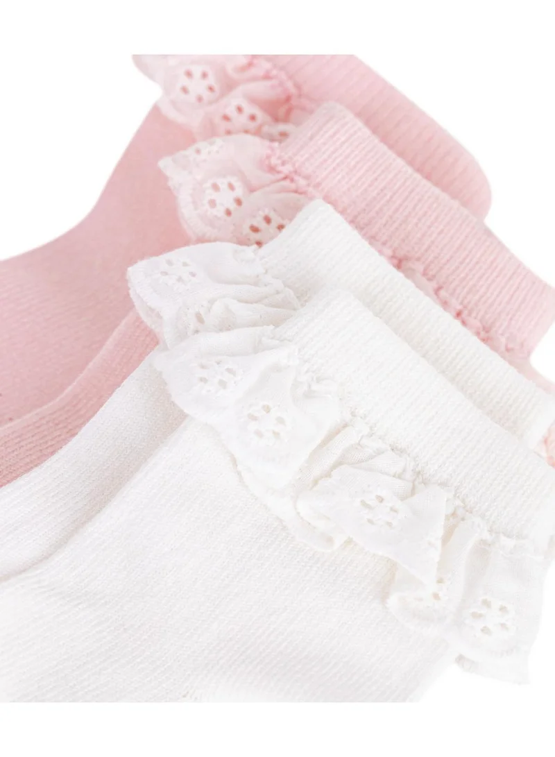 بيتي باتو Pack of 2 pairs of babies' cotton socks with frills